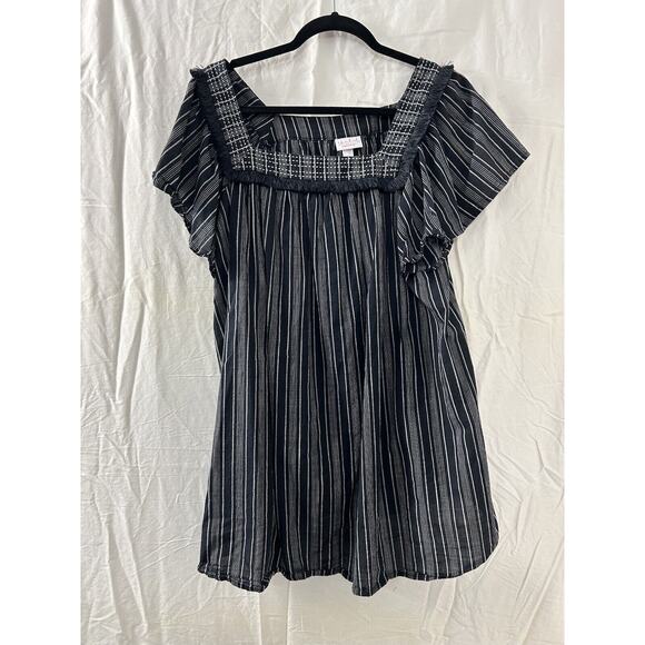 isabel Maternity by Ingrid & Isabel Blouse M Black Stripe Feminine Western Boho - Picture 1 of 9